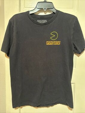 Pac-Man Men's Black Short Sleeve Tee with Yellow Logo